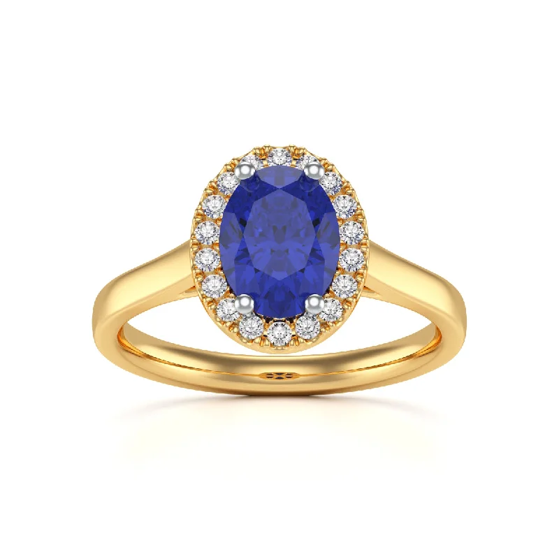 Multi - Gemstone Rings with a Rainbow of ColorsOval Halo Blue Sapphire and Diamond Ring