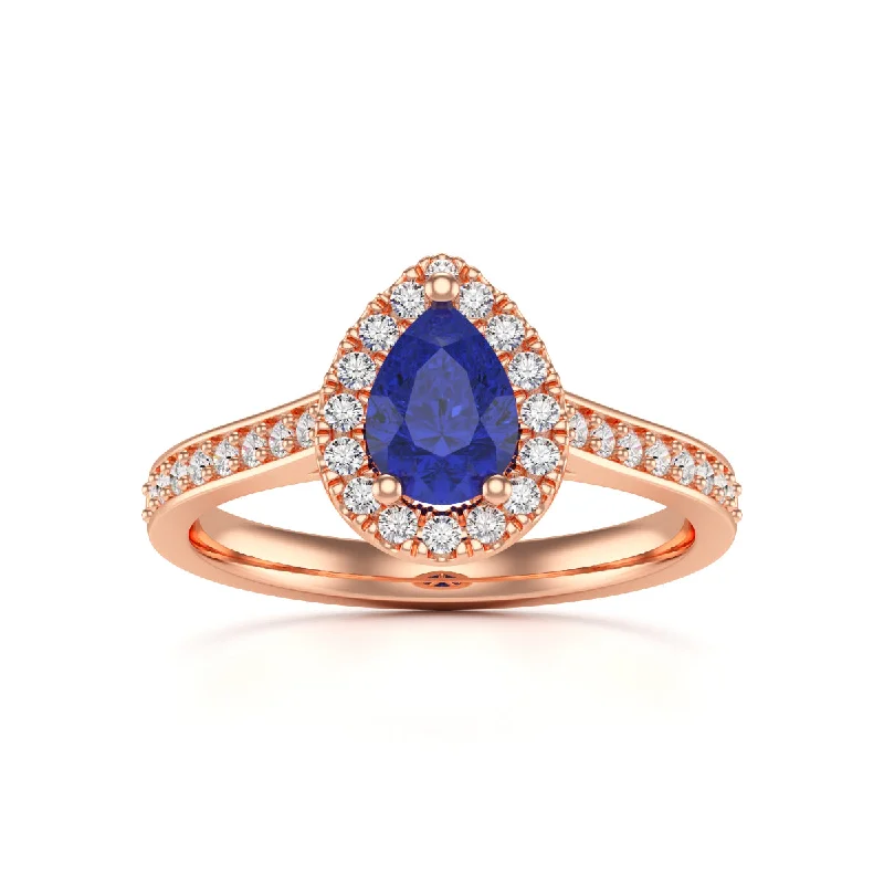 Ruby Gemstone Rings with Diamond AccentsPear Shape Blue Sapphire Diamond Halo Ring with Diamond Set Shoulders