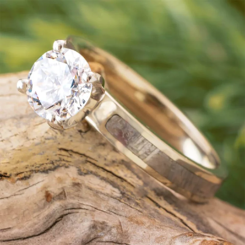 1.5 CT Wedding Ring, White Gold and Meteorite Solitaire