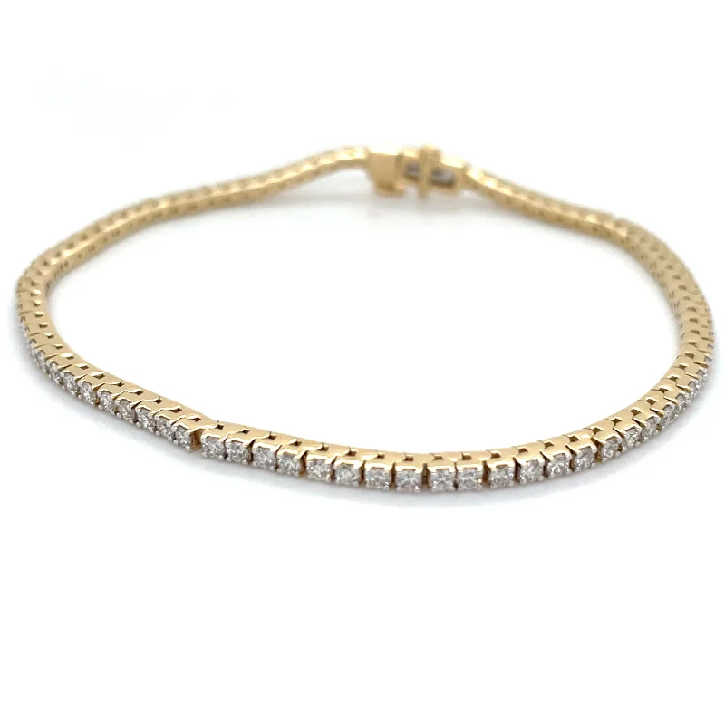 Adjustable Leather Bangles for a Bohemian Style14ct Yellow Gold 1.90ct Laboratory Grown Diamond Tennis Bracelet