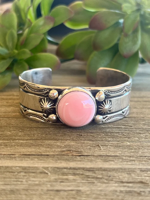 Bridal Cuff Bracelets with Pearls and CrystalsChimney Butte Pink Conch & Sterling Silver Cuff Bracelet