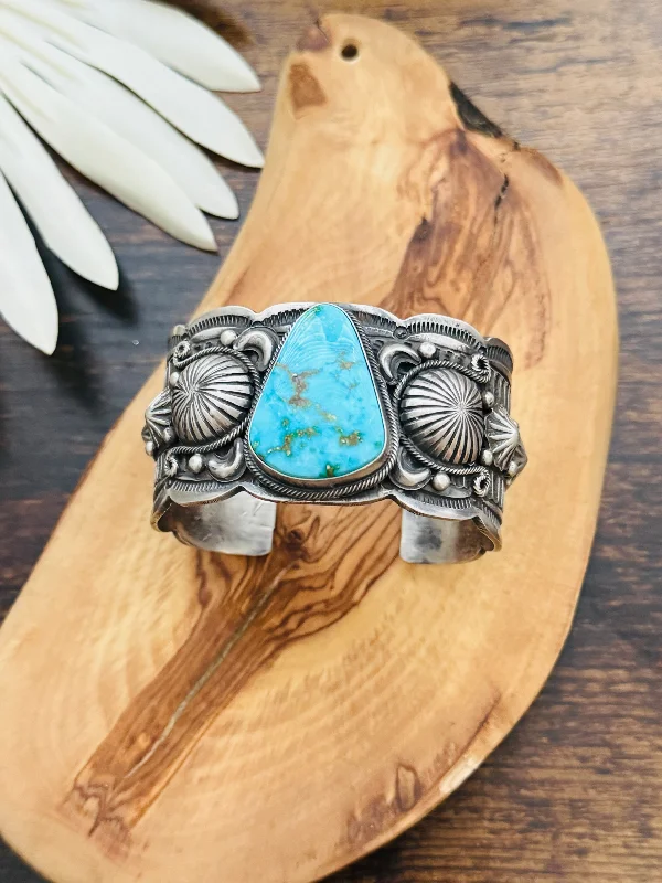 Bohemian - Style Cuff Bracelets with BeadworkTillie John Sonoran Mountain Turquoise & Sterling Silver Cuff Bracelet