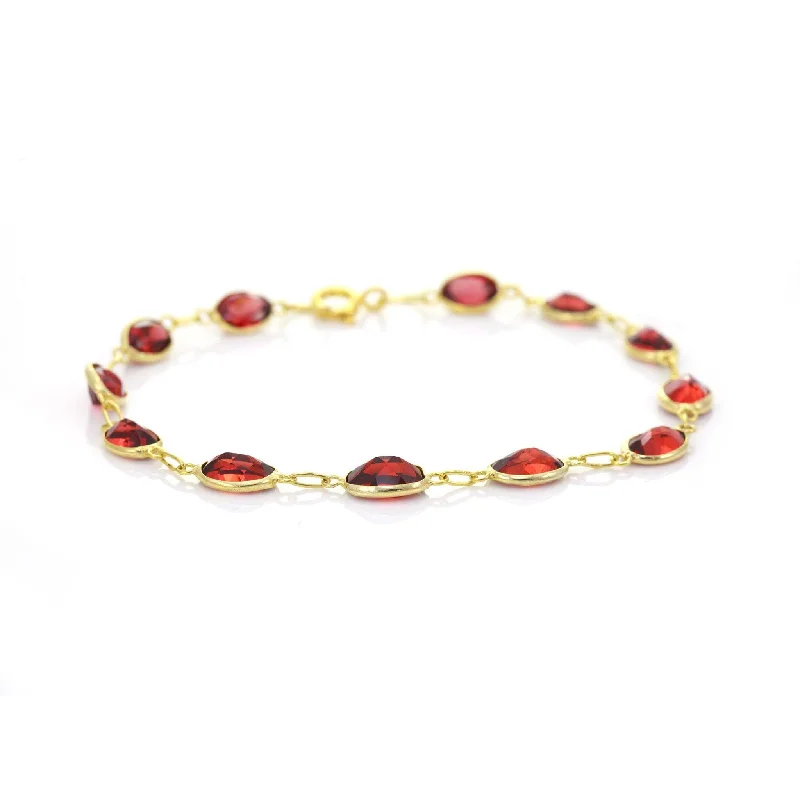 Solid Gold Bangles with Intricate Engravings9ct Yellow Gold Garnet Bracelet