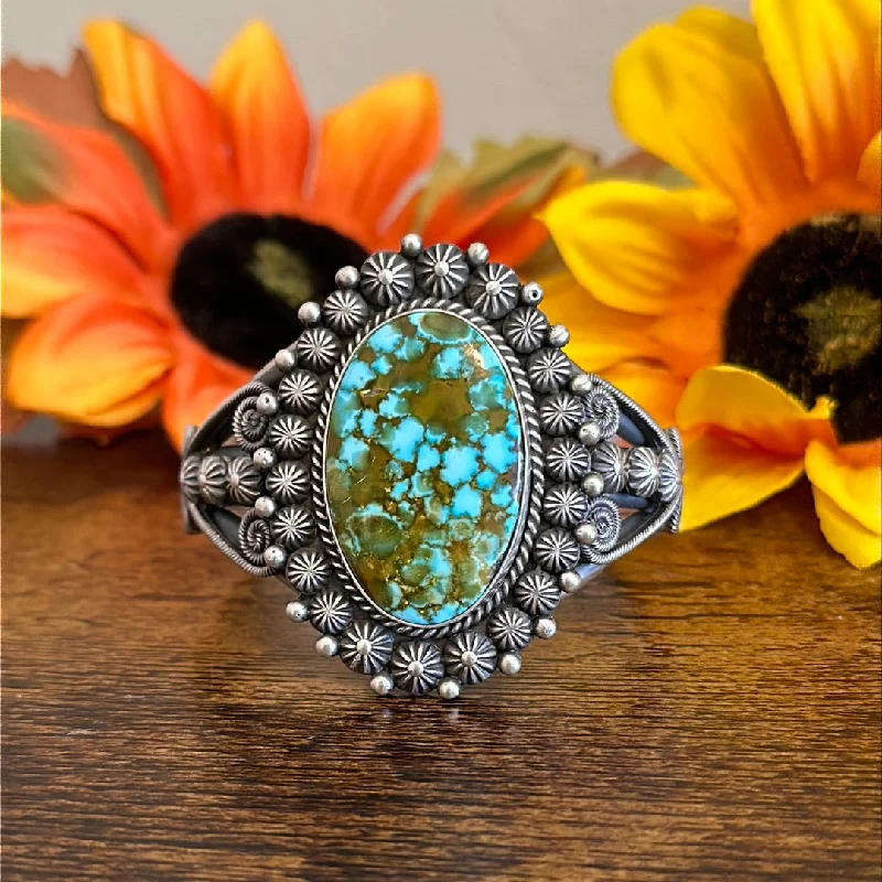 Leather Cuff Bracelets with Metal Stud EmbellishmentsMike Caladito High Grade Kingman Turquoise & Sterling Silver Cuff Bracelet