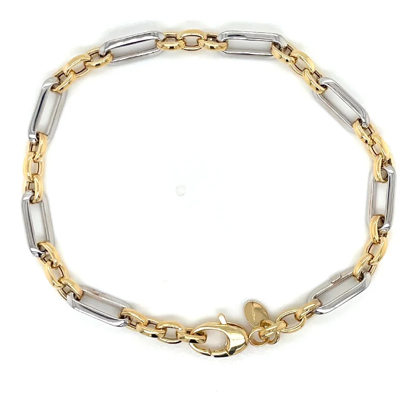 Stackable Bangle Sets for a Trendy Look9ct Gold Two Tone Round And Oval Link Bracelet