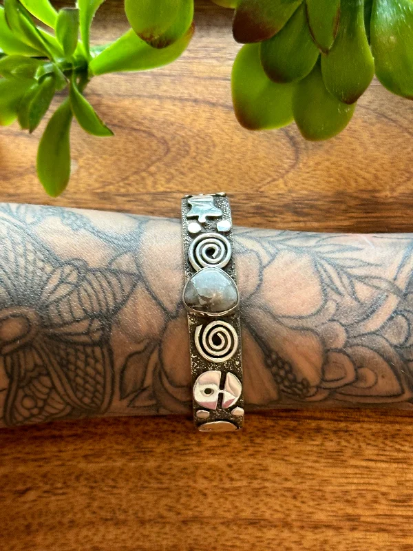 Bohemian - Style Cuff Bracelets with BeadworkAlex Sanchez Dry Creek & Sterling Silver Cuff Bracelet