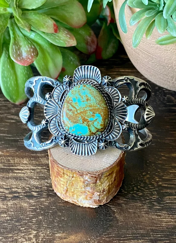 Tribal - Inspired Cuff Bracelets with Traditional PatternsKevin Billah Kingman Turquoise & Sterling Silver Cuff Bracelet