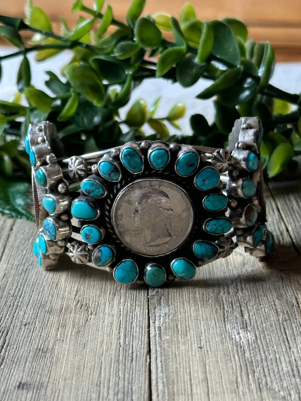 Eco - Friendly Cuff Bracelets Made from Recycled MaterialsNavajo Made Kingman Turquoise & Sterling Silver Liberty Cuff Bracelet