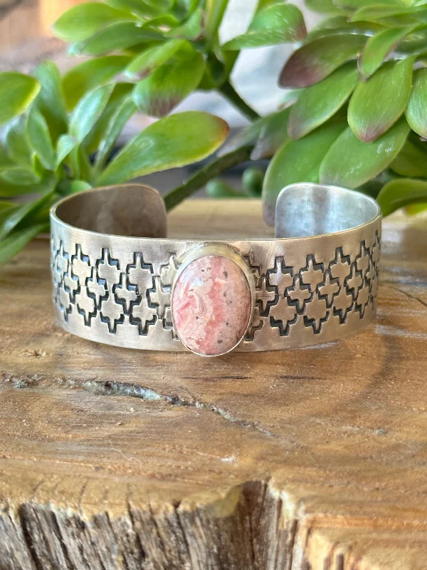 Stackable Cuff Bracelets for a Layered LookNavajo Made Rhodochrosite & Sterling Silver Cuff Bracelet