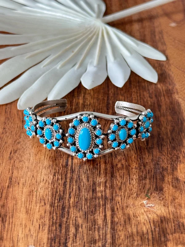 Cuff Bracelets with a Hinged Design for Added FlexibilityZuni Sleeping Beauty Turquoise & Sterling Silver Cuff Bracelet