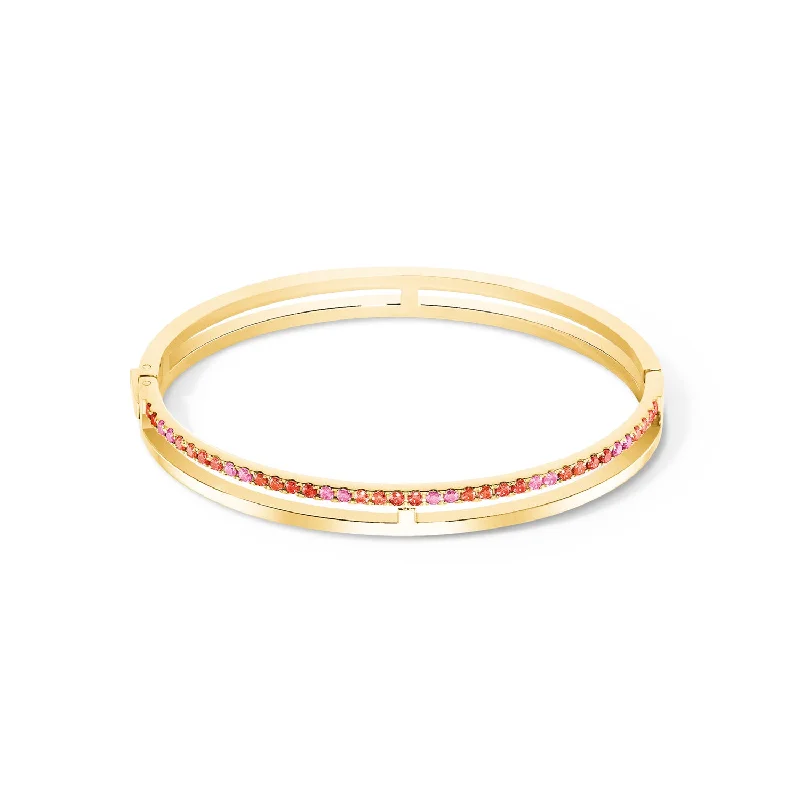 Solid Gold Bangles with Intricate EngravingsCoeur De Lion Eternal Unity Gold Red Bangle