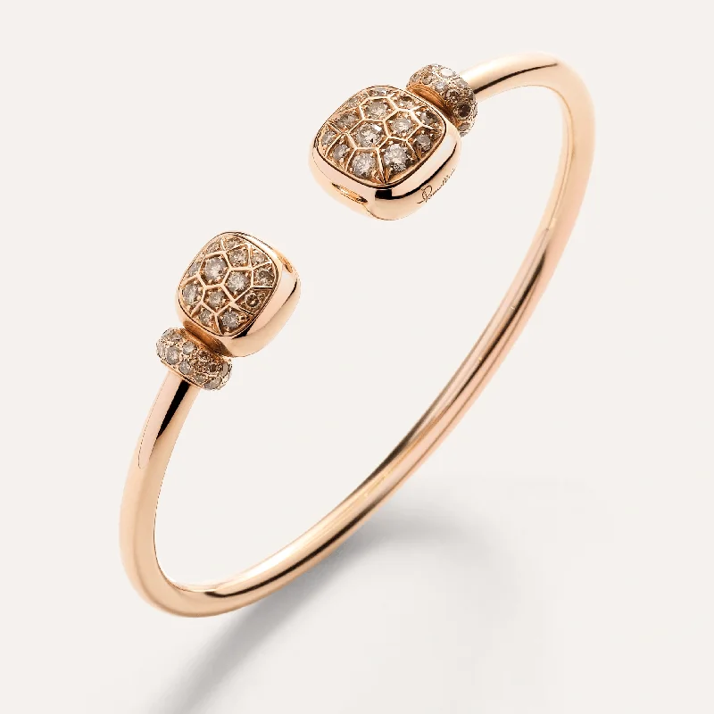 Bangle Bracelets with Birthstone AccentsPomellato Nudo Cuff Bangle in 18 Rose Gold with Brown Diamond and White Topaz