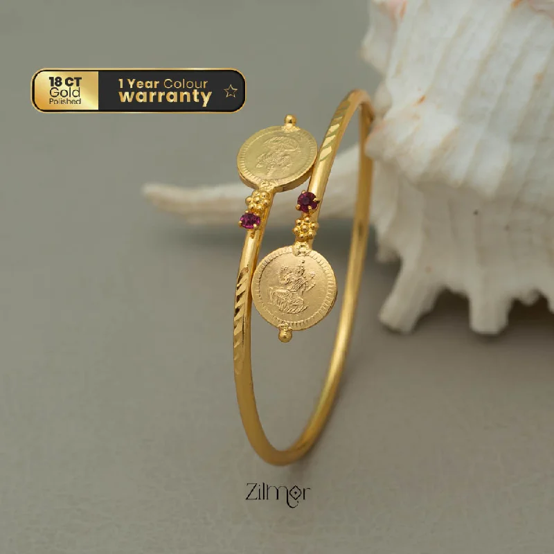 Enamel - Coated Bangles in Vibrant ColorsGold tone Lakshmi coin pink stone Bangle AG10103