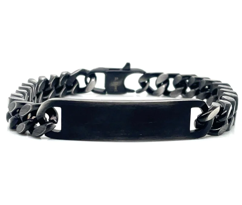 Adjustable Leather Bangles for a Bohemian StyleGents Stainless Steel Black ID Bracelet