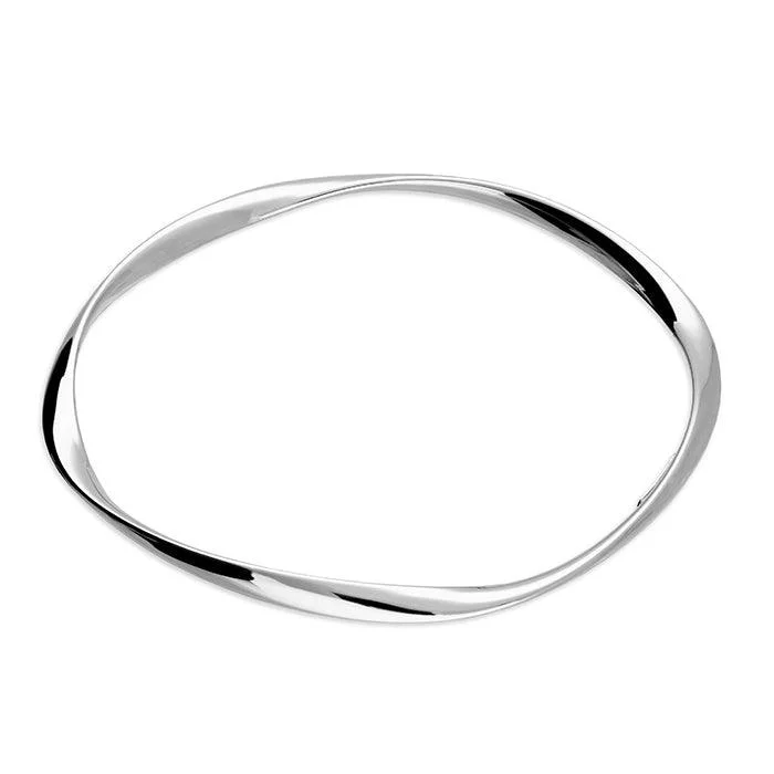 Bangle Bracelets with Birthstone AccentsSterling Silver Soft Twist Bangle