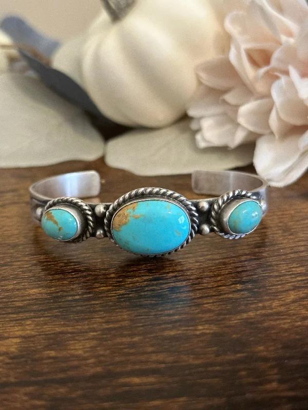 Sterling Silver Cuff Bracelets in Geometric DesignsAugustine Largo Kingman Turquoise & Sterling Silver Cuff Bracelet