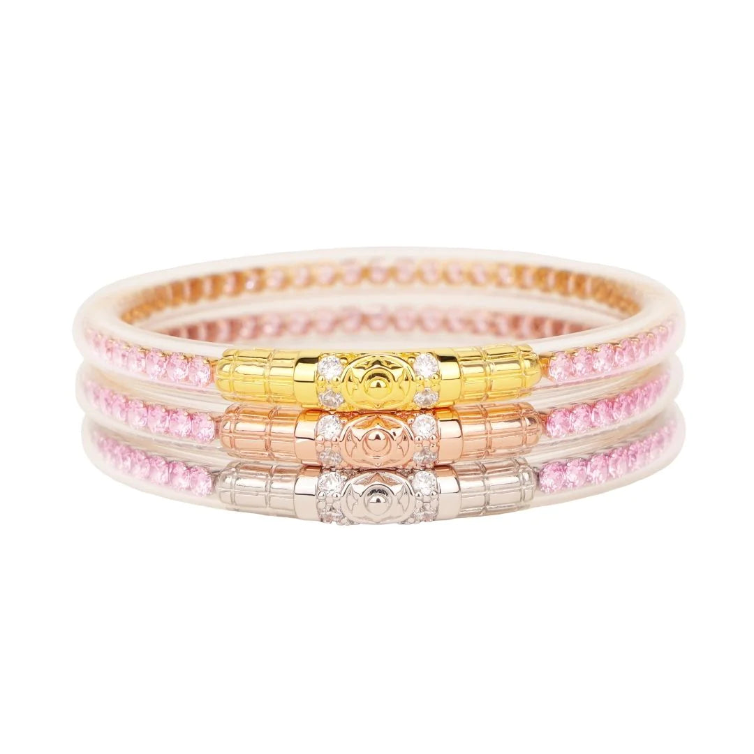 Enamel - Coated Bangles in Vibrant ColorsBuDhaGirl | Set of Three | Three Queens All Weather Bangles in Petal Pink