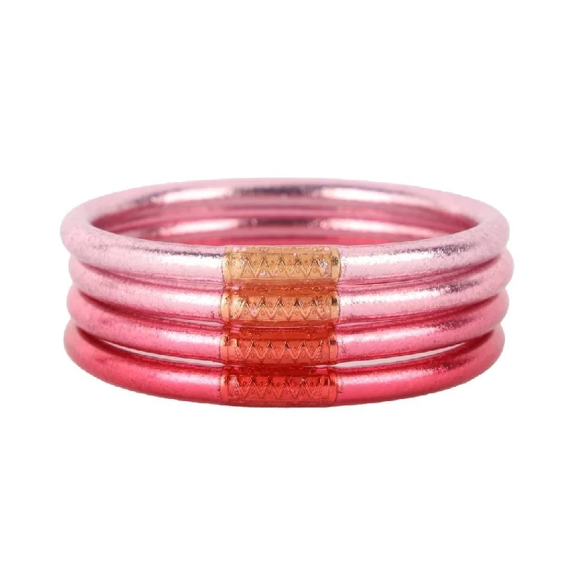 Enamel - Coated Bangles in Vibrant ColorsBuDhaGirl | Set of Four | All Weather Bangles in Carousel Pink