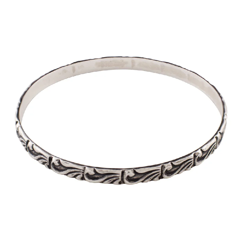 Bangle Bracelets with Birthstone AccentsTooled Sterling Bangle - Scroll Pattern