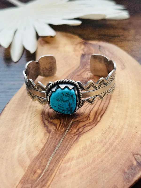 Cuff Bracelets with Engraved Initials for PersonalizationEugene Belone Kingman Nugget Turquoise & Sterling Silver Cuff Bracelet