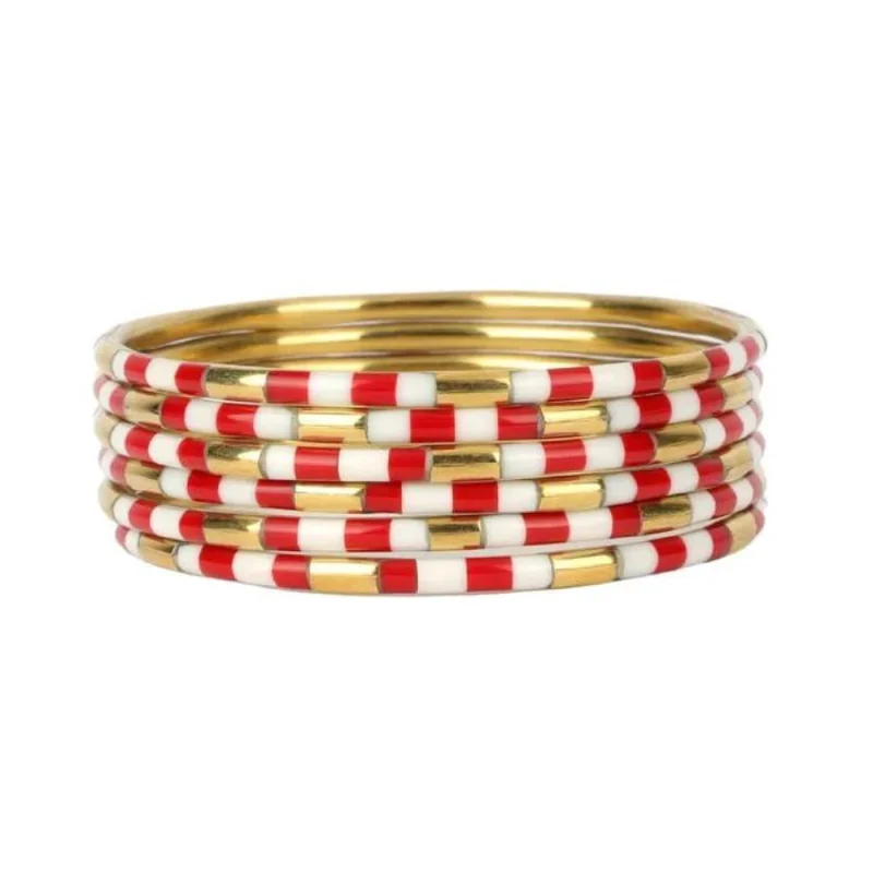 Stackable Bangle Sets for a Trendy LookBuDhaGirl | Set of Six | Veda Bangles in Red/White