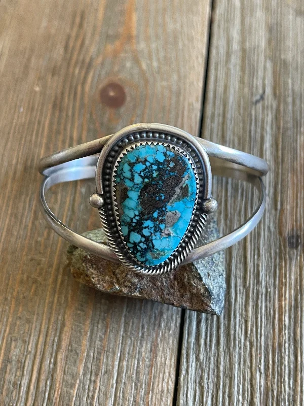 Cuff Bracelets for Special Occasions like Weddings and PartiesNavajo Kingman Turquoise & Sterling Silver Cuff Bracelet