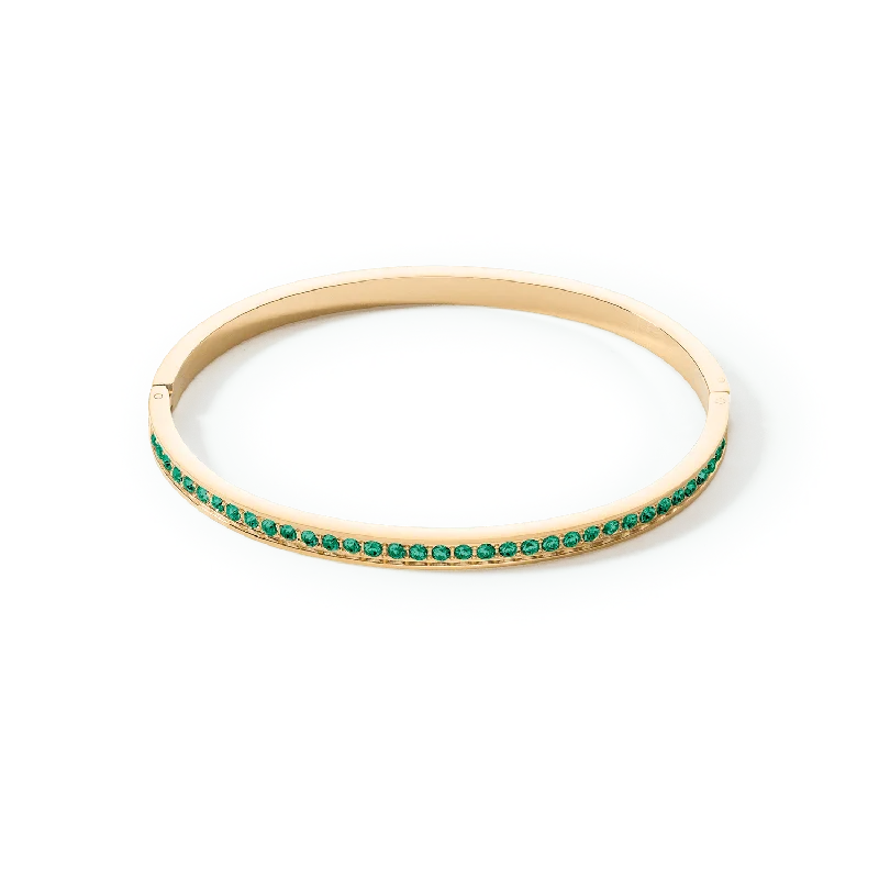 Stackable Bangle Sets for a Trendy LookCoeur De Lion Stainless Steel Gold and Green Crystal Bangle