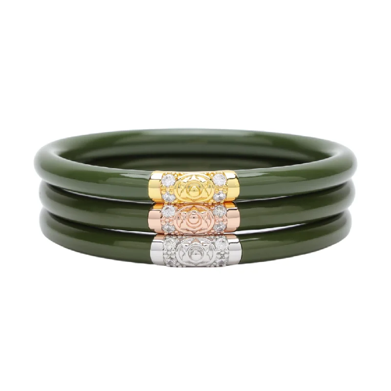 Bangle Bracelets with Birthstone AccentsBuDhaGirl | Set of Three | Three Kings All Weather Bangles in Jade