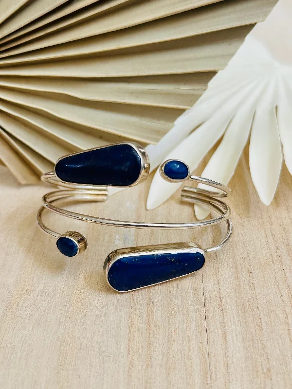 Minimalist Cuff Bracelets in Sleek Stainless SteelNavajo Made Lapis & Sterling Silver Cuff Bracelet