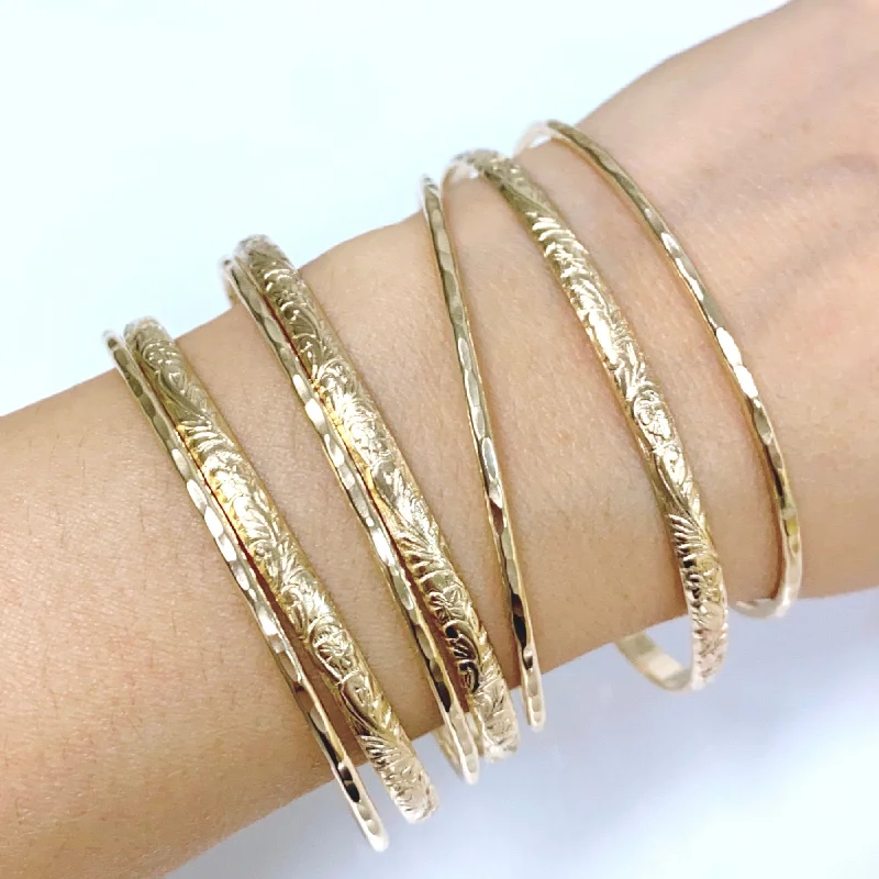 Stackable Bangle Sets for a Trendy LookATHENA bangles set - 4mm heirloom bangles (B457)