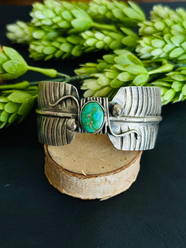 Cuff Bracelets with Engraved Initials for PersonalizationNavajo Made Sonoran Mountain Turquoise & Sterling Silver Cuff Bracelet