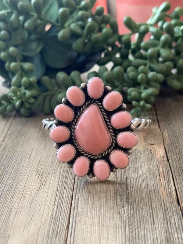 Enamel - Coated Cuff Bracelets in Vibrant ColorsNavajo Made Pink Conch & Sterling Silver Cuff Bracelet