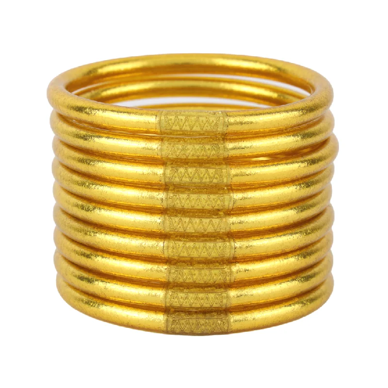 Enamel - Coated Bangles in Vibrant ColorsBuDhaGirl | Set of Nine | All Weather Bangles in Gold