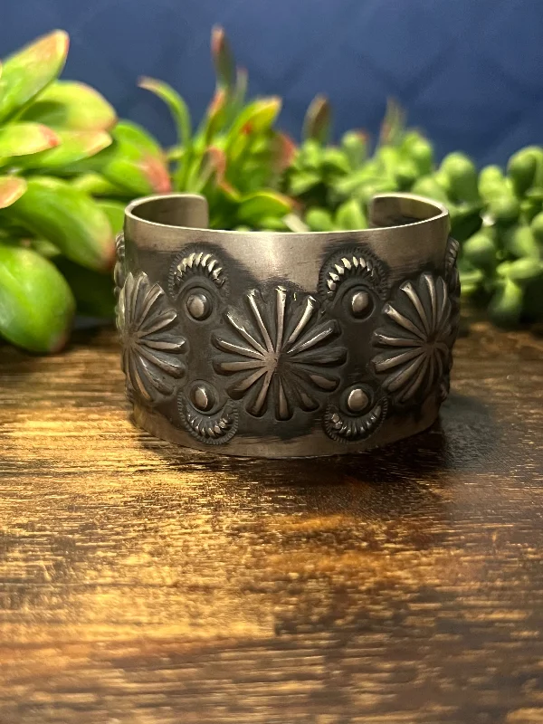 Sterling Silver Cuff Bracelets in Geometric DesignsElvira Bill Sterling Silver Cuff Bracelet