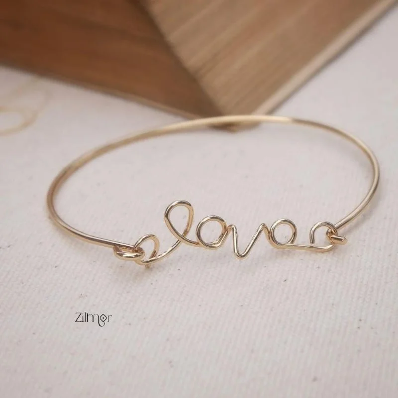 Solid Gold Bangles with Intricate EngravingsLove Handcuff Bangle - KB100691