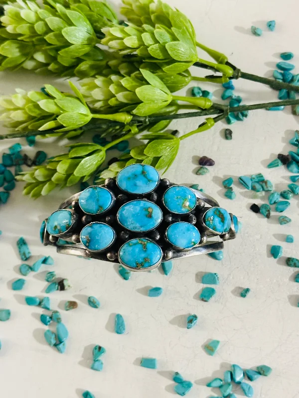 Bohemian - Style Cuff Bracelets with BeadworkBobby Johnson Sonoran Mountain Turquoise & Sterling Silver Cuff Bracelet