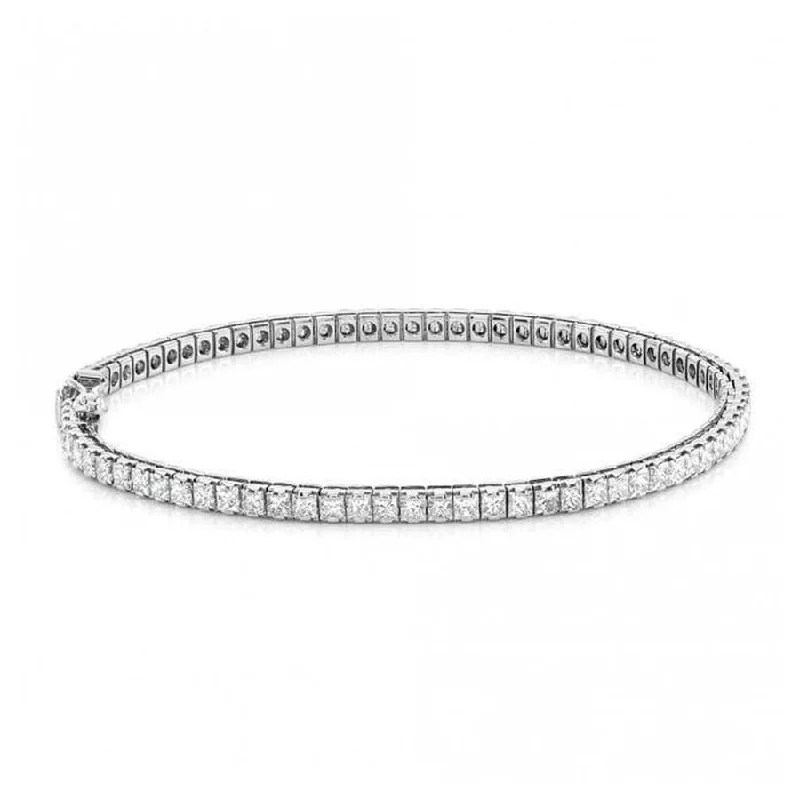 Solid Gold Bangles with Intricate Engravings18ct White gold Princess cut Diamond bracelet