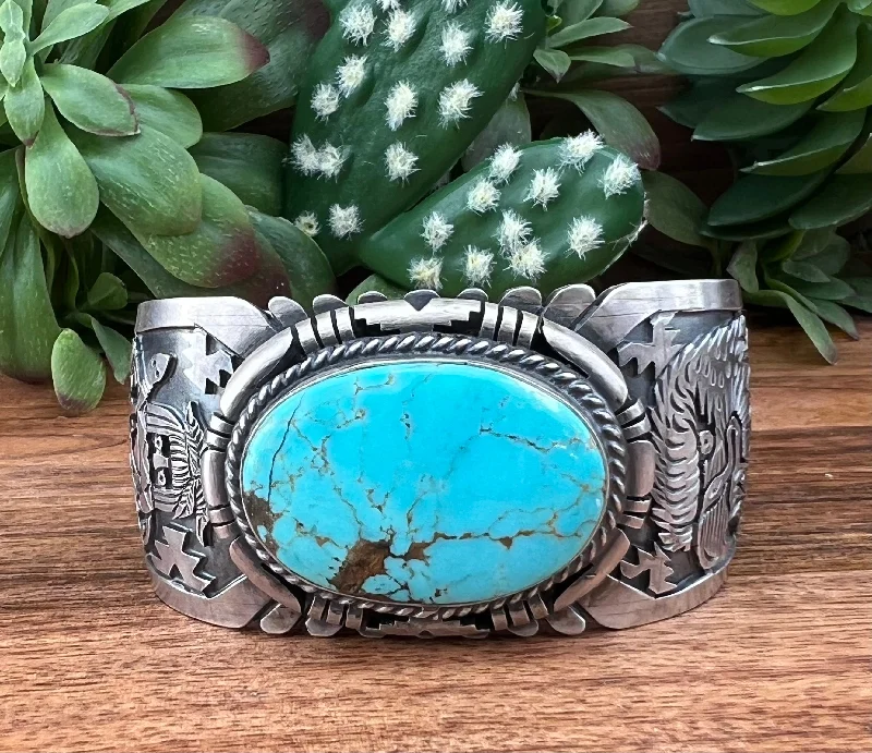 Sterling Silver Cuff Bracelets in Geometric DesignsF. Charley Kingman Turquoise & Sterling Silver Cuff Bracelet