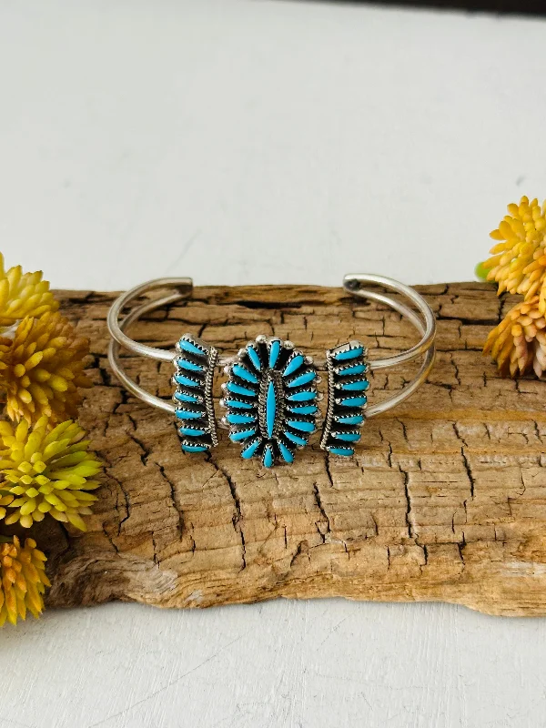 Statement Cuff Bracelets with Large - Sized StonesZuni Made Turquoise & Sterling Silver Cuff Bracelet