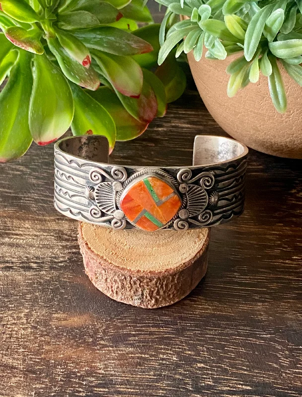 Statement Cuff Bracelets with Large - Sized StonesCharles Johnson Multi Stone & Sterling Silver Inlay Cuff Bracelet