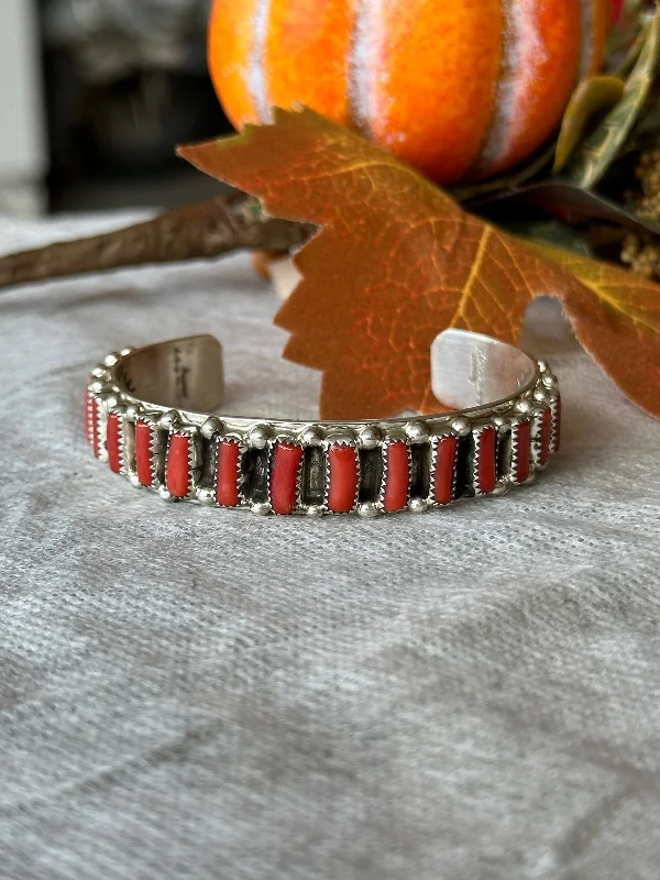 Stackable Cuff Bracelets for a Layered LookDovlene Begay Red Coral & Sterling Silver Cuff Bracelet