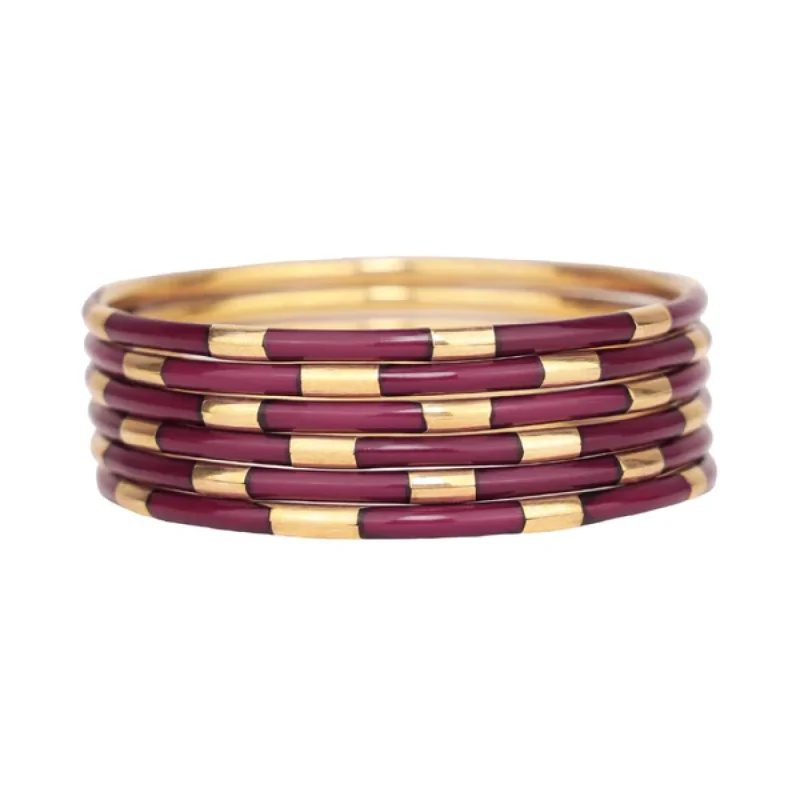 Stackable Bangle Sets for a Trendy LookBuDhaGirl | Set of Six | Veda Bangles in Maroon