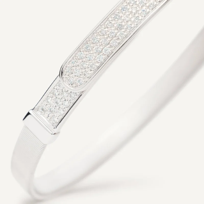 Solid Gold Bangles with Intricate EngravingsMarco Bicego Masai 18K White Gold and Diamond Pavé Thin Bangle Bracelet