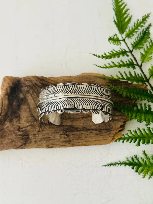 Cuff Bracelets with Magnetic Clasps for Easy WearNavajo Made Sterling Silver Cuff Bracelet