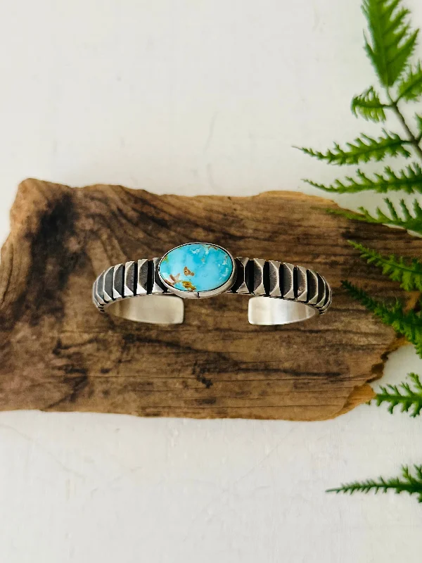 Cuff Bracelets for Special Occasions like Weddings and PartiesLeander Tahe Sonoran Mountain Turquoise & Sterling Silver Cuff Bracelet