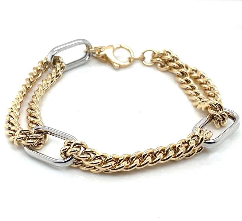 Stackable Bangle Sets for a Trendy Look9ct Gold Two Tone Oval Link Bracelet