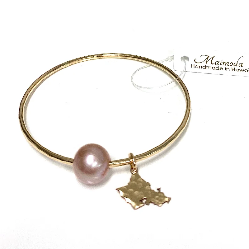 Bangle Bracelets with Birthstone AccentsOahu charm bangle - pink Edison pearl