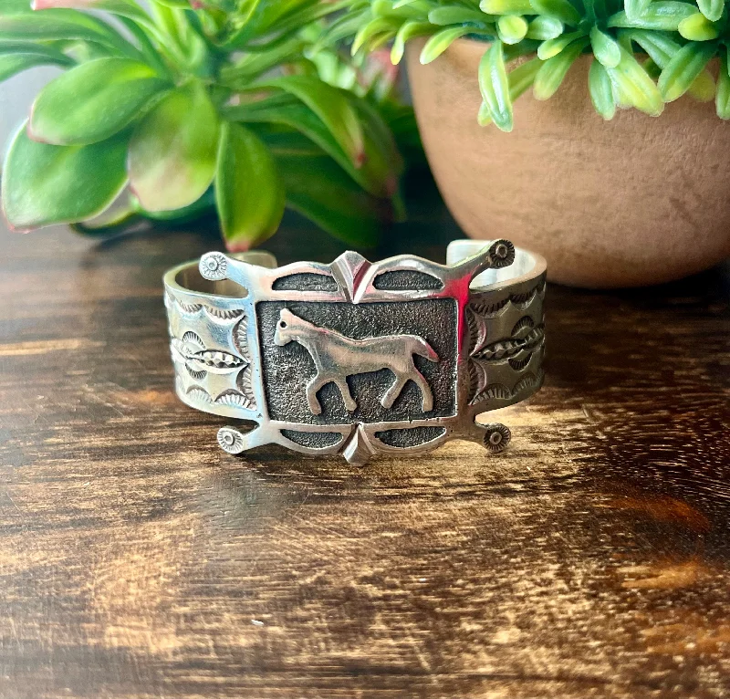 Cuff Bracelets with Engraved Initials for PersonalizationEmerson Kinsel Sterling Silver Horse Cuff Bracelet