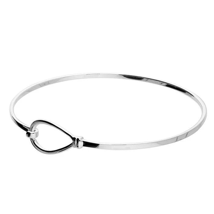 Bangle Bracelets with Birthstone AccentsSterling Silver Flat Hook-in Bangle