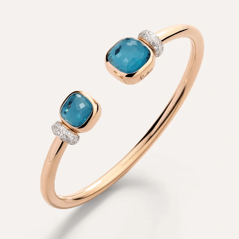 Bangle Bracelets with Birthstone AccentsPomellato Nudo Bangle in 18k Gold with Diamonds, London Blue Topaz